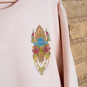 Sudadera de mujer bordada espolín Reina rosa